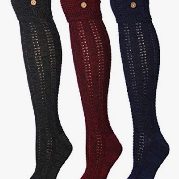 NWT Tipi Toe Marled Navy Blue‎ Cable Knit Knee High Boot Socks Over Knee Socks - Picture 9 of 12